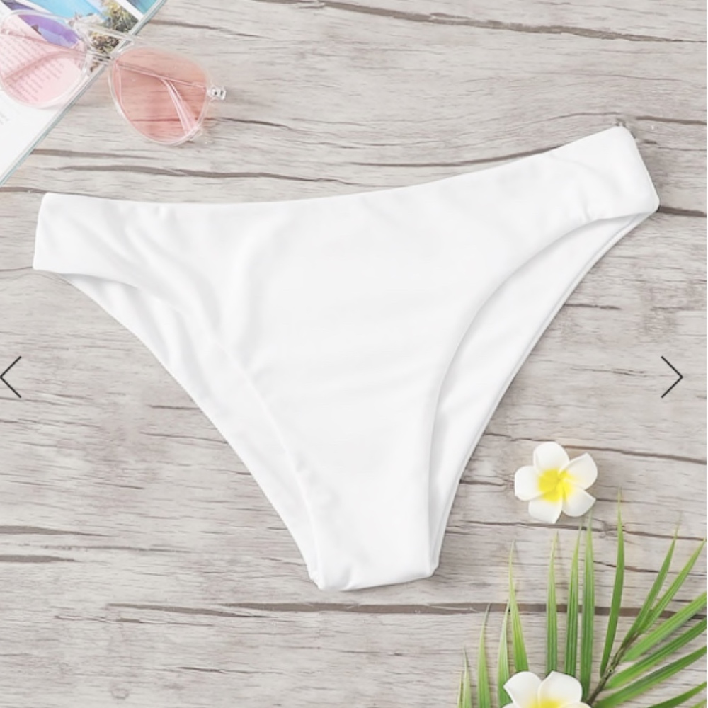 white bikini bottoms